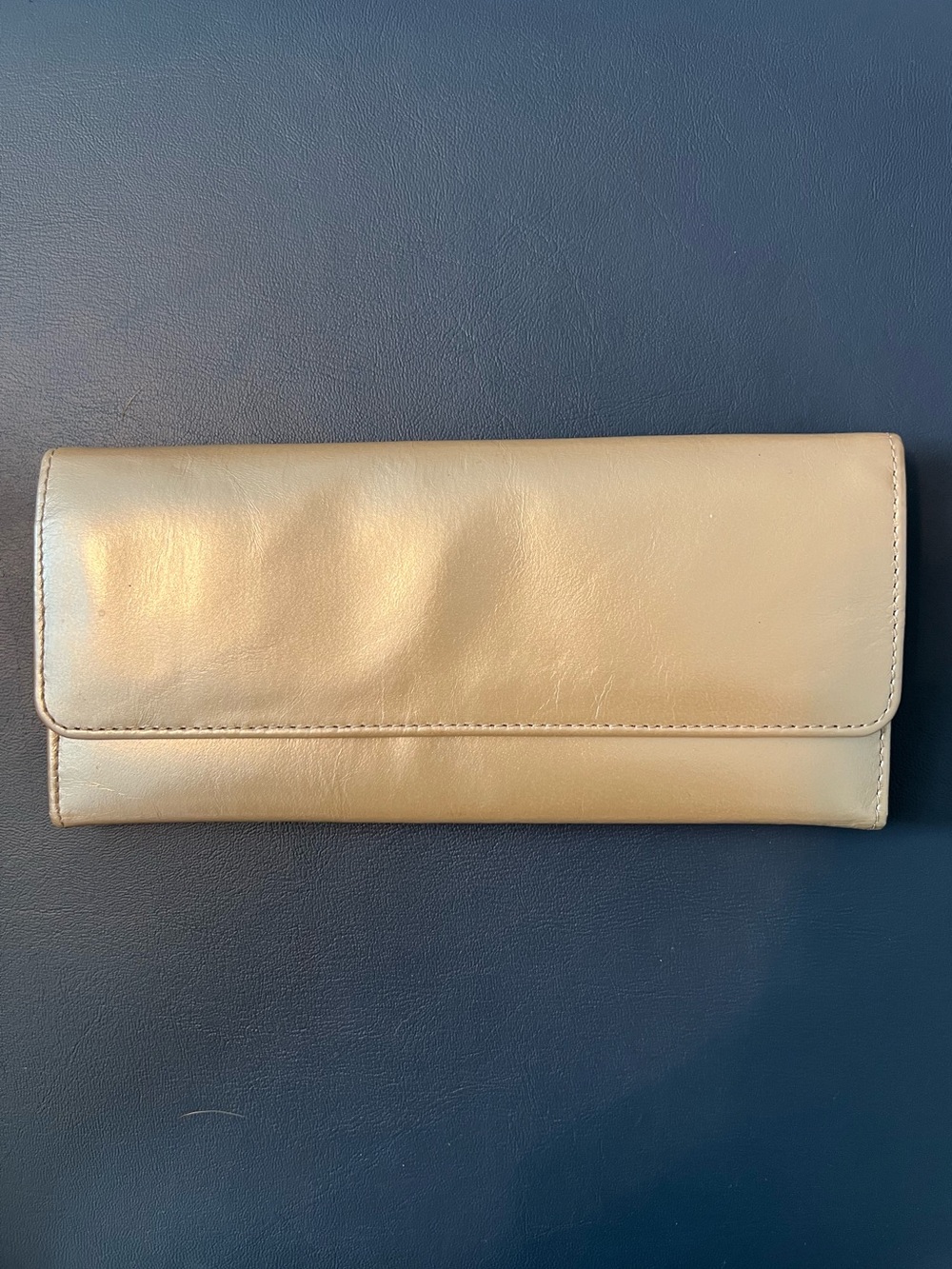 HOBO Metallic Gold Leather Clutch Wallet